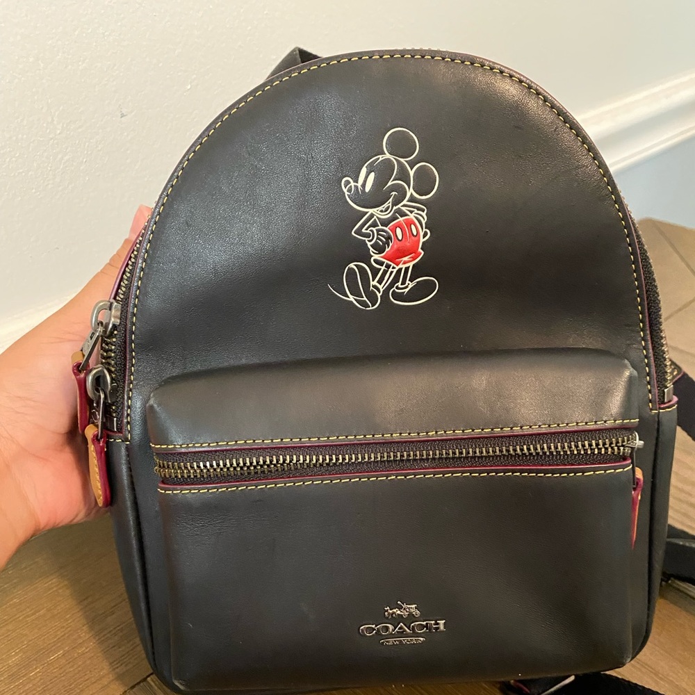 EUC - Coach Disney Black Leather/Nylon Small Mickey Backpack
